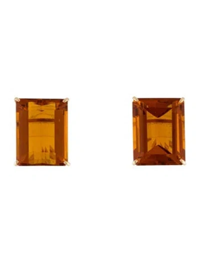 Pre-owned Earrings 14k Glass Earclips In Orange