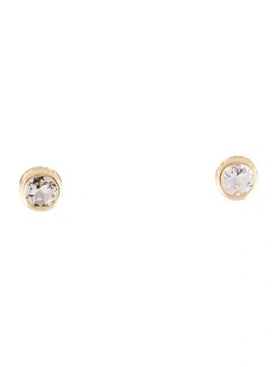 Pre-owned Earrings 14k Goshenite Stud  In Multi