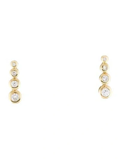Pre-owned Earrings 14k Graduated Diamond Drop  In Multi