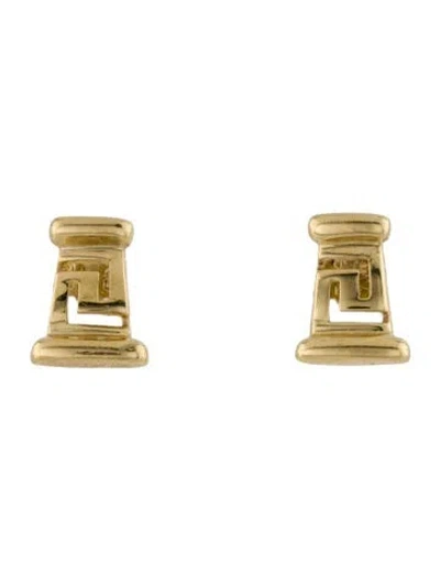 Pre-owned Earrings 14k Greek Key Stud  In Multi
