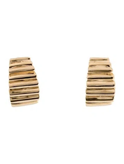 Pre-owned Earrings 14k Grooved Clip-on  In Multi
