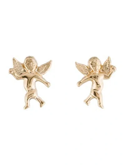 Pre-owned Earrings 14k Guardian Angel Stud  In Multi