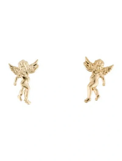 Pre-owned Earrings 14k Guardian Angel Stud  In Multi