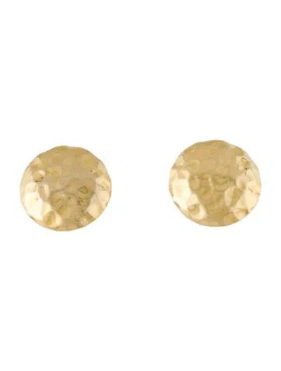 Pre-owned Earrings 14k Hammered Disc Stud  In Multi