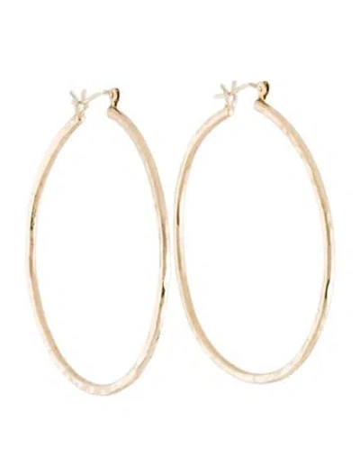 Pre-owned Earrings 14k Hammered Hoop  In Multi