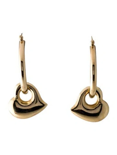 Pre-owned Earrings 14k Heart Charm Dangle Hoop  In Multi