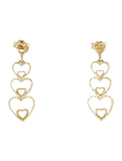 Pre-owned Earrings 14k Heart Drop  In Multi