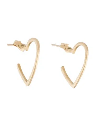 Pre-owned Earrings 14k Heart Hoop  In Multi