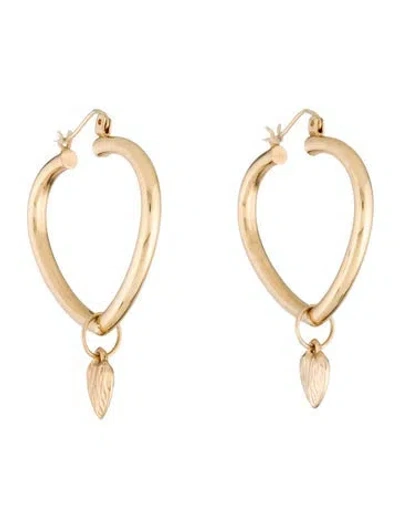 Pre-owned Earrings 14k Heart Hoop  In Multi