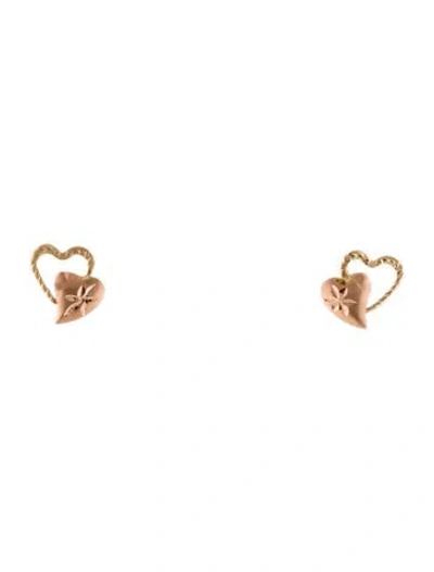 Pre-owned Earrings 14k Heart Stud  In Multi
