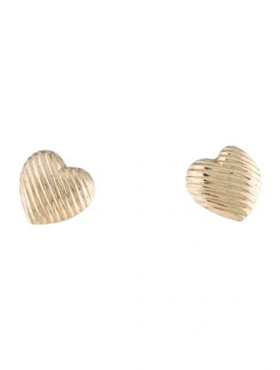 Pre-owned Earrings 14k Heart Stud  In Multi
