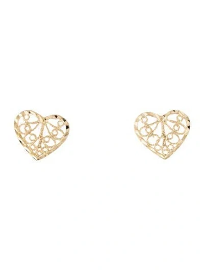 Pre-owned Earrings 14k Heart Stud  In Multi
