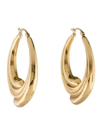 Pre-owned Earrings 14k Hollow Wave Hoop  In Multi