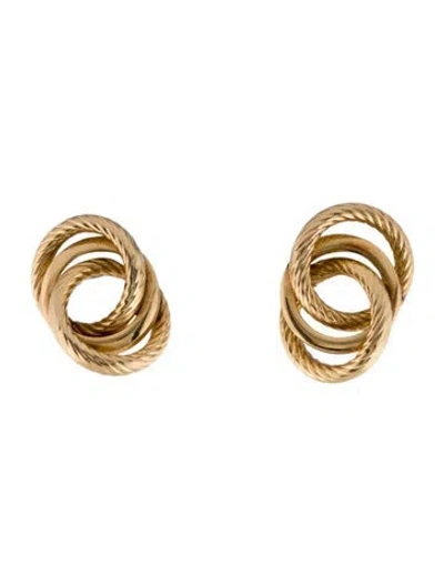Pre-owned Earrings 14k Interlocking Stud  In Multi