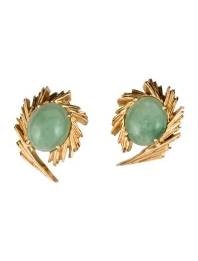 Pre-owned Earrings 14k Jadeite Clip-on  In Multi
