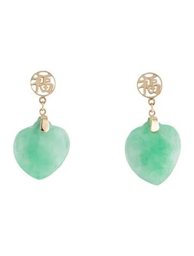 Pre-owned Earrings 14k Jadeite Drop  In Multi
