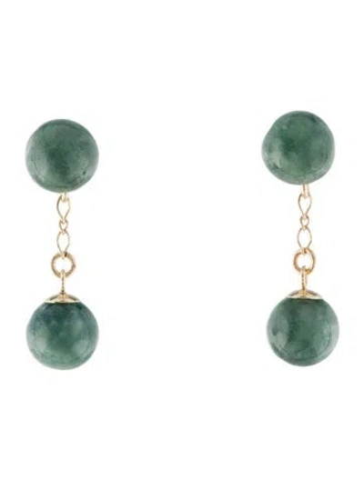 Pre-owned Earrings 14k Jadeite Drop  In Multi