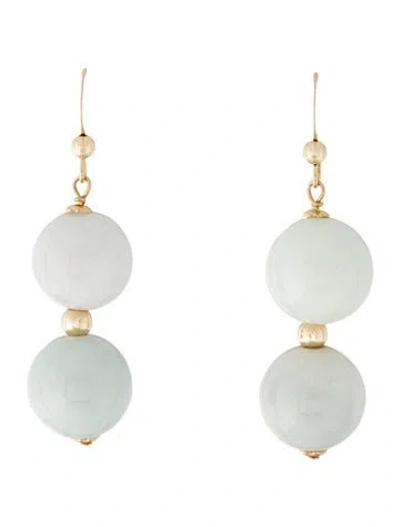Pre-owned Earrings 14k Jadeite Drop  In Multi