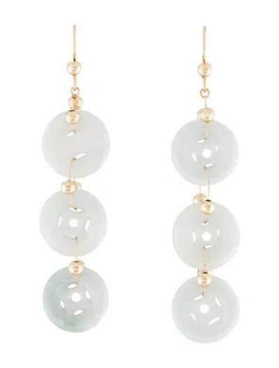 Pre-owned Earrings 14k Jadeite Drop  In Multi