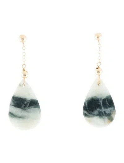 Pre-owned Earrings 14k Jadeite Drop  In Multi