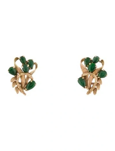Pre-owned Earrings 14k Jadeite Drop  In Multi
