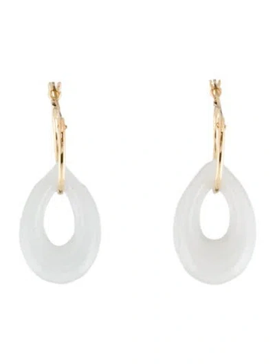 Pre-owned Earrings 14k Jadeite Drop  In Multi