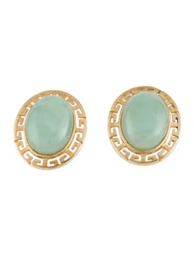 Pre-owned Earrings 14k Jadeite  In Multi