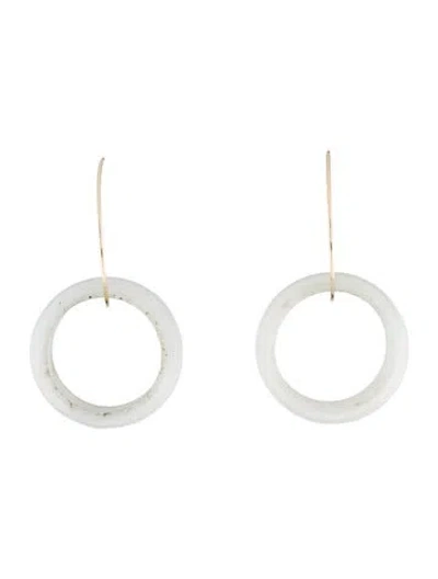 Pre-owned Earrings 14k Jadeite Hoop  In Multi