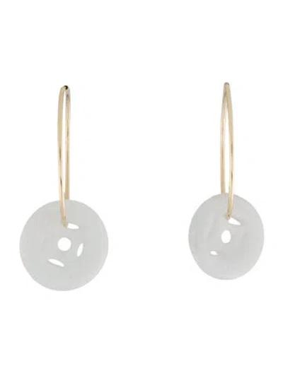 Pre-owned Earrings 14k Jadeite Hoop  W/ Detachable Charms In Multi