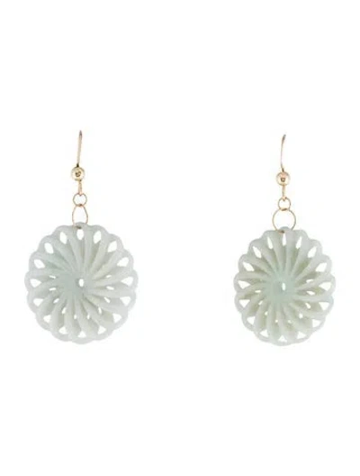 Pre-owned Earrings 14k Jadeite Spiral Drop  In Multi