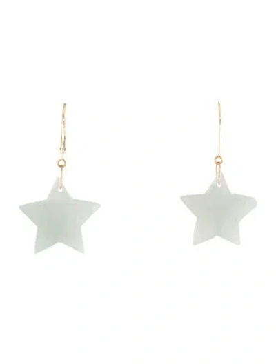 Pre-owned Earrings 14k Jadeite Star Drop  In Multi