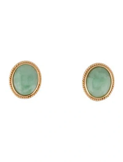 Pre-owned Earrings 14k Jadeite Stud  In Multi