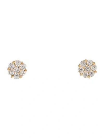 Pre-owned Earrings 14k Lab-grown Diamond Flower Cluster Stud  In Multi