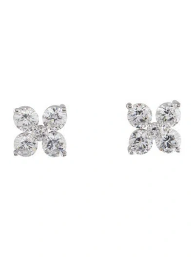 Pre-owned Earrings 14k Lab-grown Diamond Flower Stud  In Multi