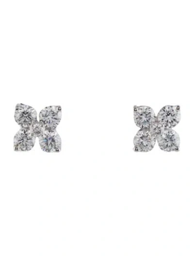 Pre-owned Earrings 14k Lab-grown Diamond Flower Stud  In Multi