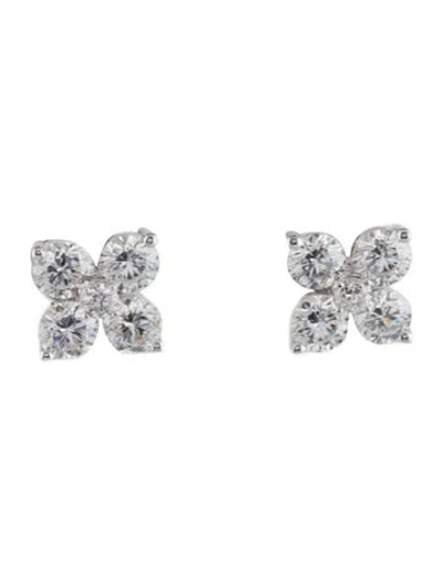 Pre-owned Earrings 14k Lab-grown Diamond Flower Stud  In Multi