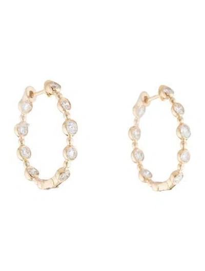 Pre-owned Earrings 14k Lab-grown Diamond Hoop  In Multi