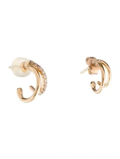 Pre-owned Earrings 14k Lab-grown Diamond Hoop  In Multi