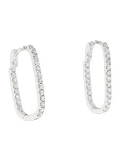 Pre-owned Earrings 14k Lab-grown Diamond Paperclip Hoop  In Multi