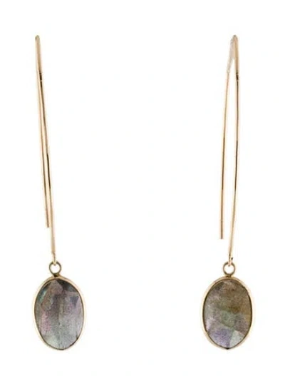 Pre-owned Earrings 14k Labradorite Drop  In Multi