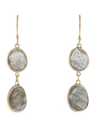 Pre-owned Earrings 14k Labradorite Drop  In Multi