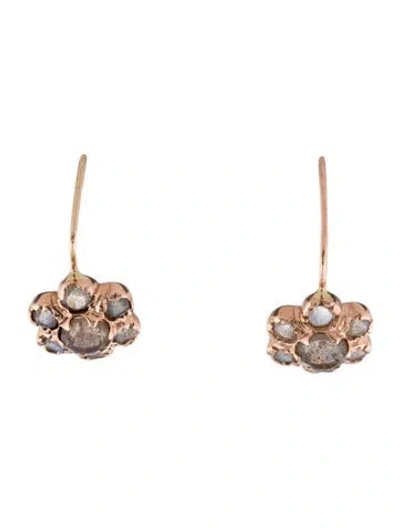 Pre-owned Earrings 14k Labradorite Flower Drop  In Multi