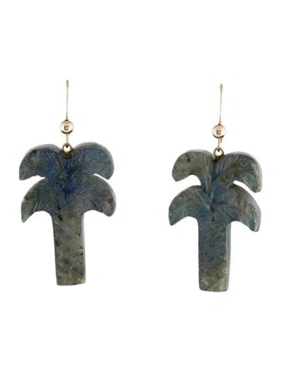 Pre-owned Earrings 14k Labradorite Palm Tree Drop  In Multi