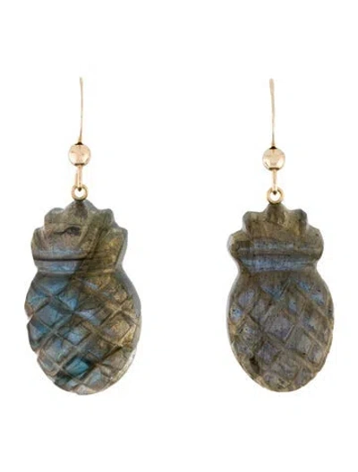 Pre-owned Earrings 14k Labradorite Pineapple Drop  In Multi