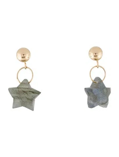 Pre-owned Earrings 14k Labradorite Star Drop  In Multi