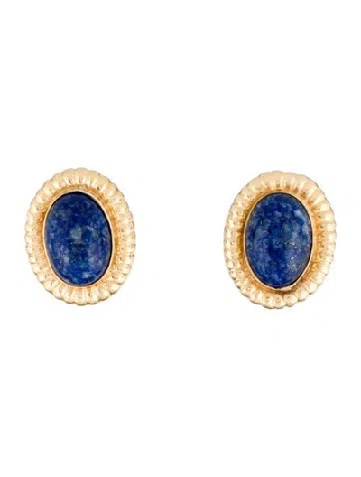 Pre-owned Earrings 14k Lapis Lazuli Clip-on  In Multi