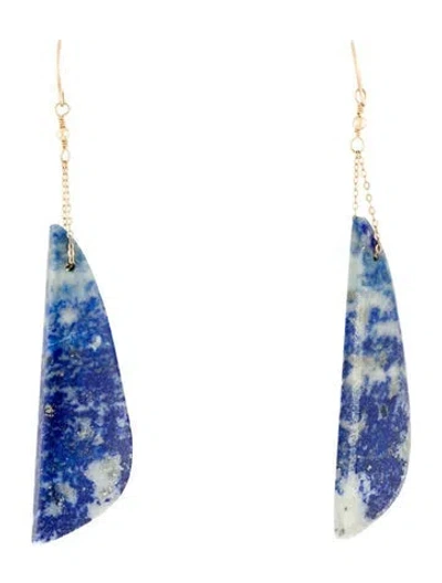 Pre-owned Earrings 14k Lapis Lazuli Drop  In Multi
