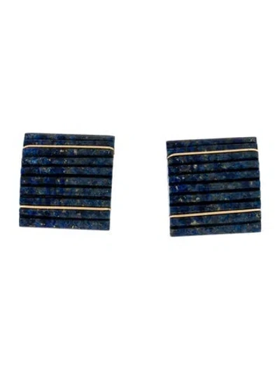 Pre-owned Earrings 14k Lapis Lazuli Earclips In Multi