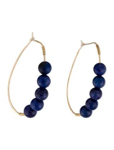 Pre-owned Earrings 14k Lapis Lazuli Hoop  In Multi