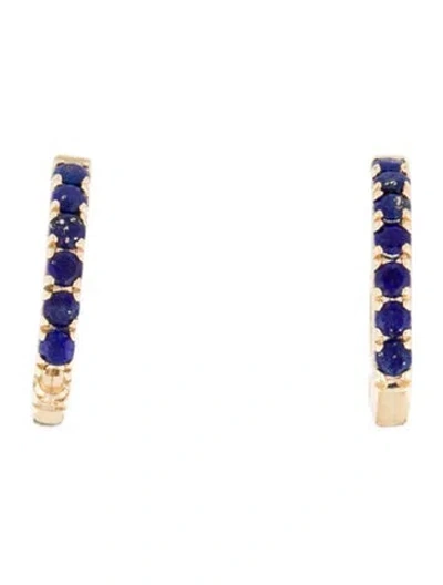 Pre-owned Earrings 14k Lapis Lazuli Huggies In Multi